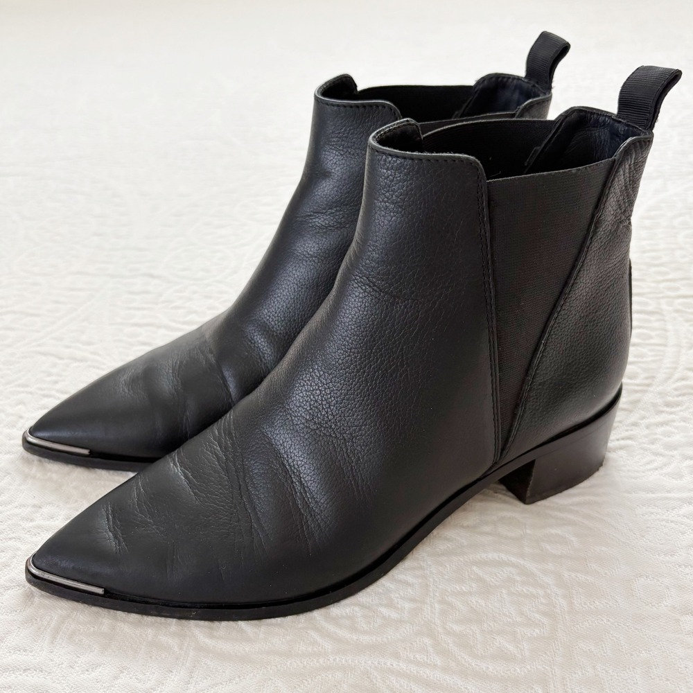 Acne Studios Jensen Leather Chelsea Ankle Boots, Black Sz 37 US7